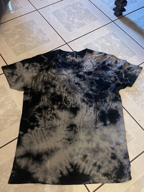 Vintage Ring of Fire Black and Gray Tie-Dye Graphic Tee